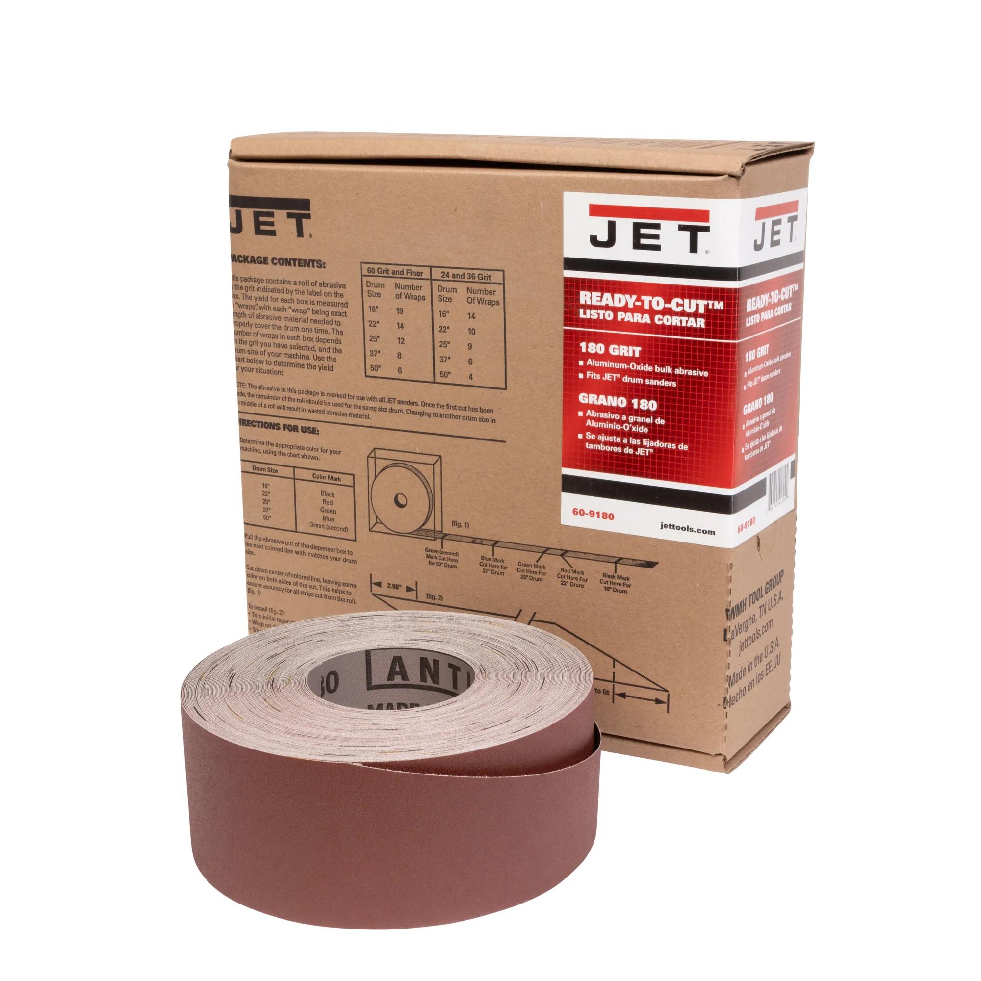 Premium Ready-to-Cut Abrasive Sandpaper, 180 Grit, 3" Wide