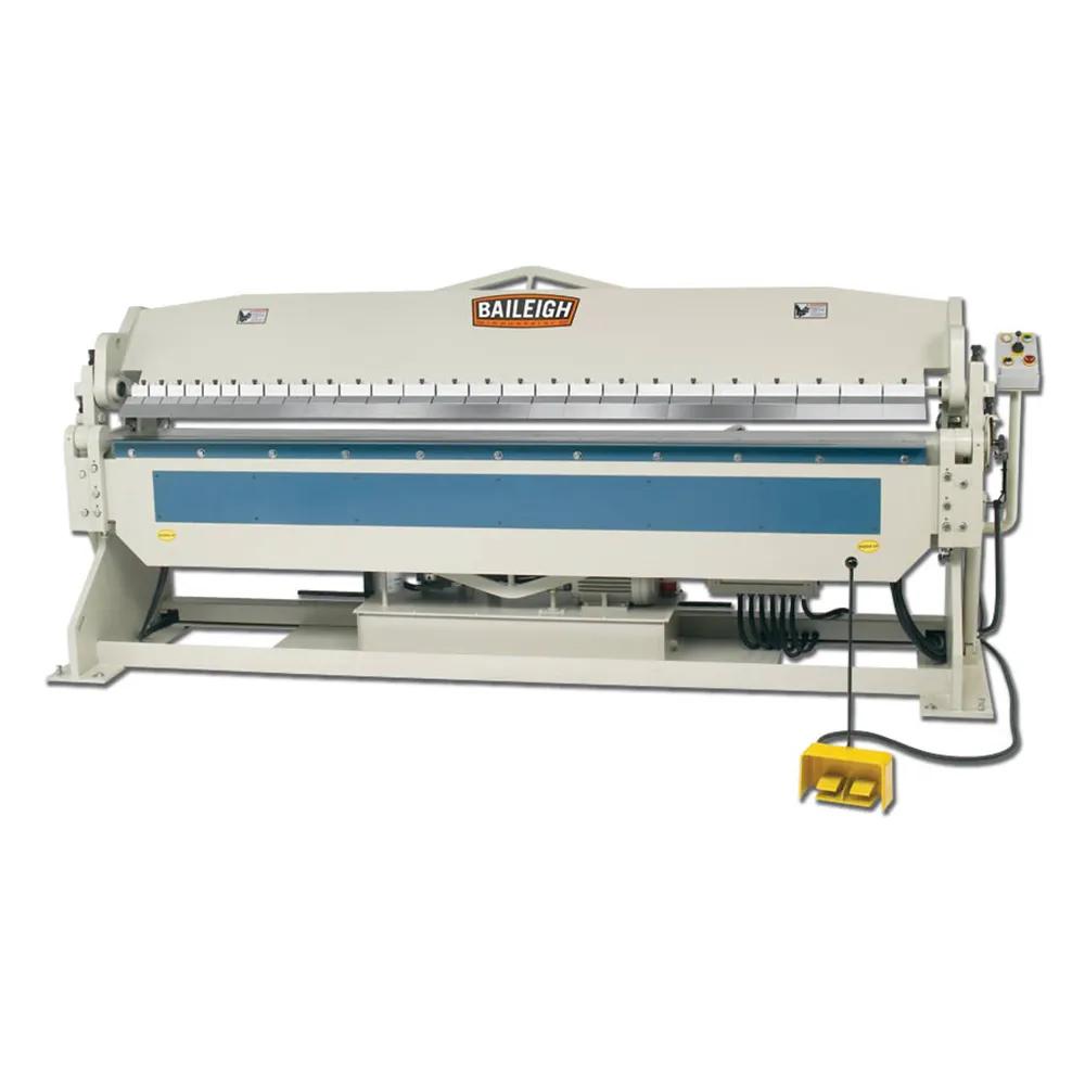 Hydraulically driven bend leaf with a 5 hp motor runs on 220-volt three-phase power with an extra-rigid base design that supports the weight of heavier materials.