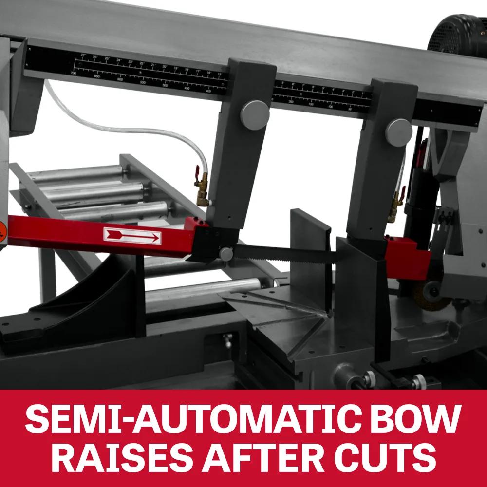 13" Semi-Automatic Dual Mitering Bandsaw, 3HP, 230V 3PH(MBS-1323EVS-H)