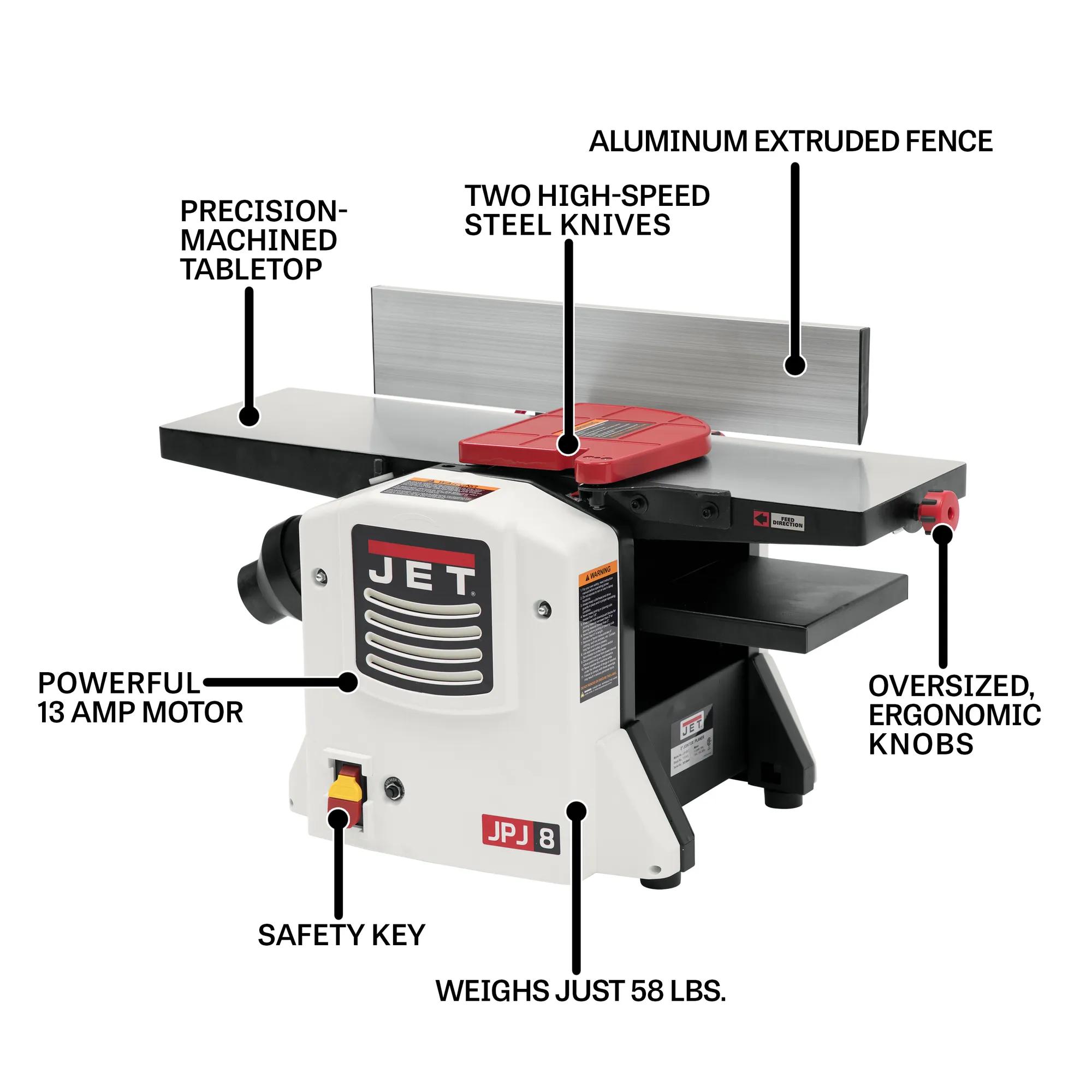 8" Jointer / Planer Bench Top Combo, 1.5HP, 120V 1PH(JJP-8BT)