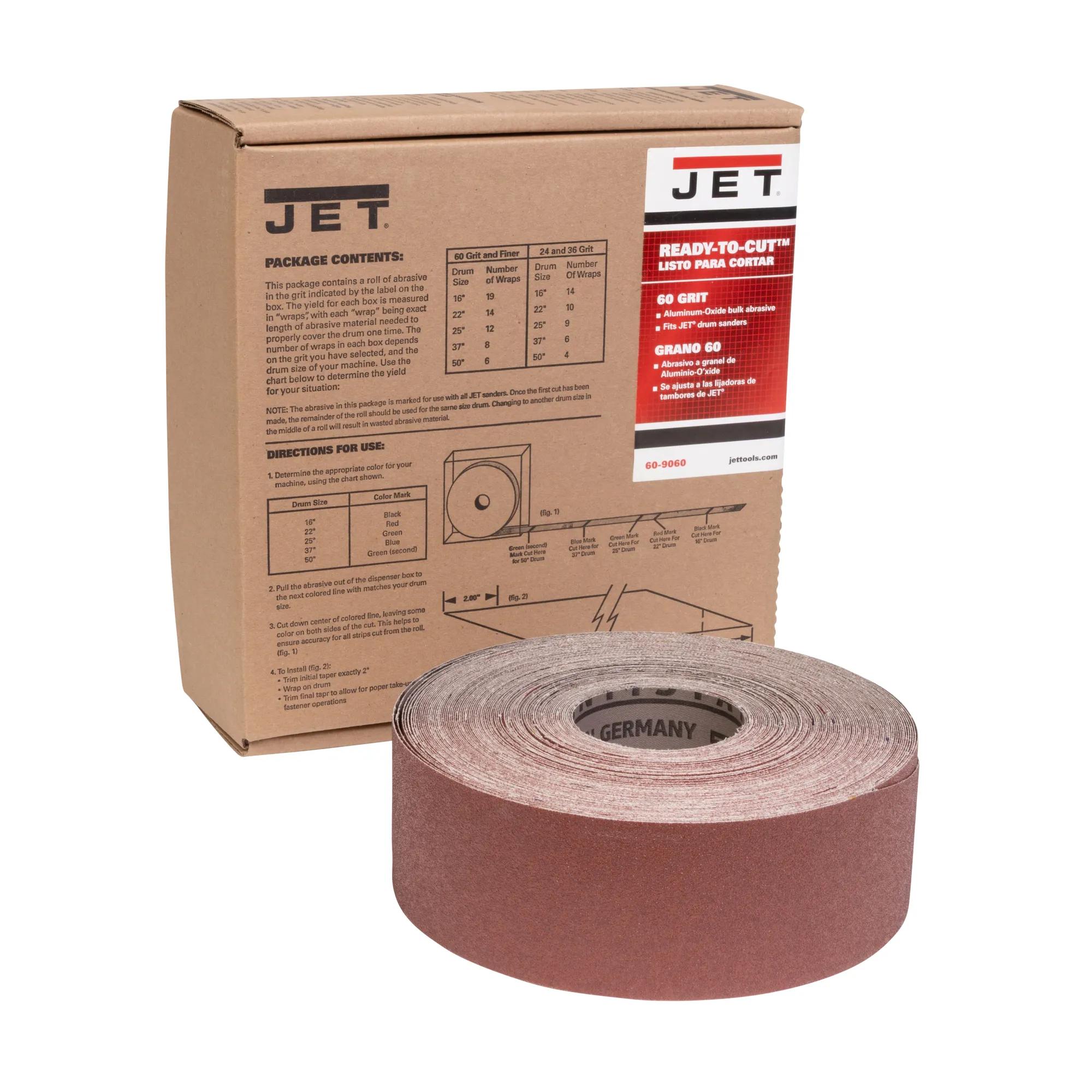 Premium Ready-to-Cut Abrasive Sandpaper, 60 Grit, 3" Wide