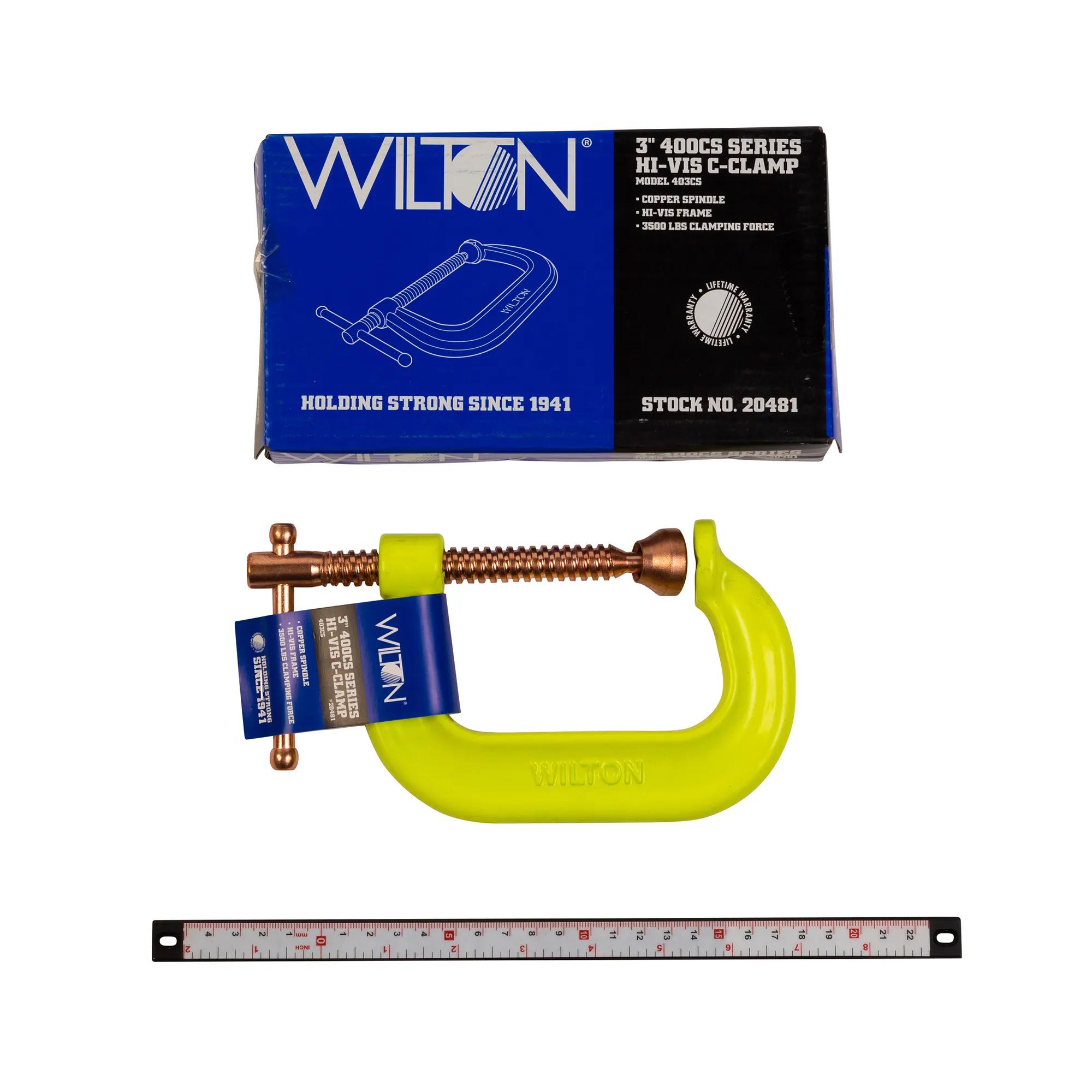 Spark-Duty Drop Forged Hi-Vis C-Clamp 0 - 3 in. Opening Capacity, 2-7/16 in.  Throat Depth