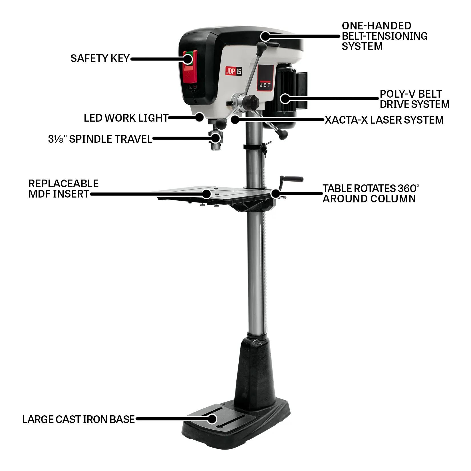 15" FloorStanding Drill Press, 0.75HP, 115V 1PH(JDP-15F)