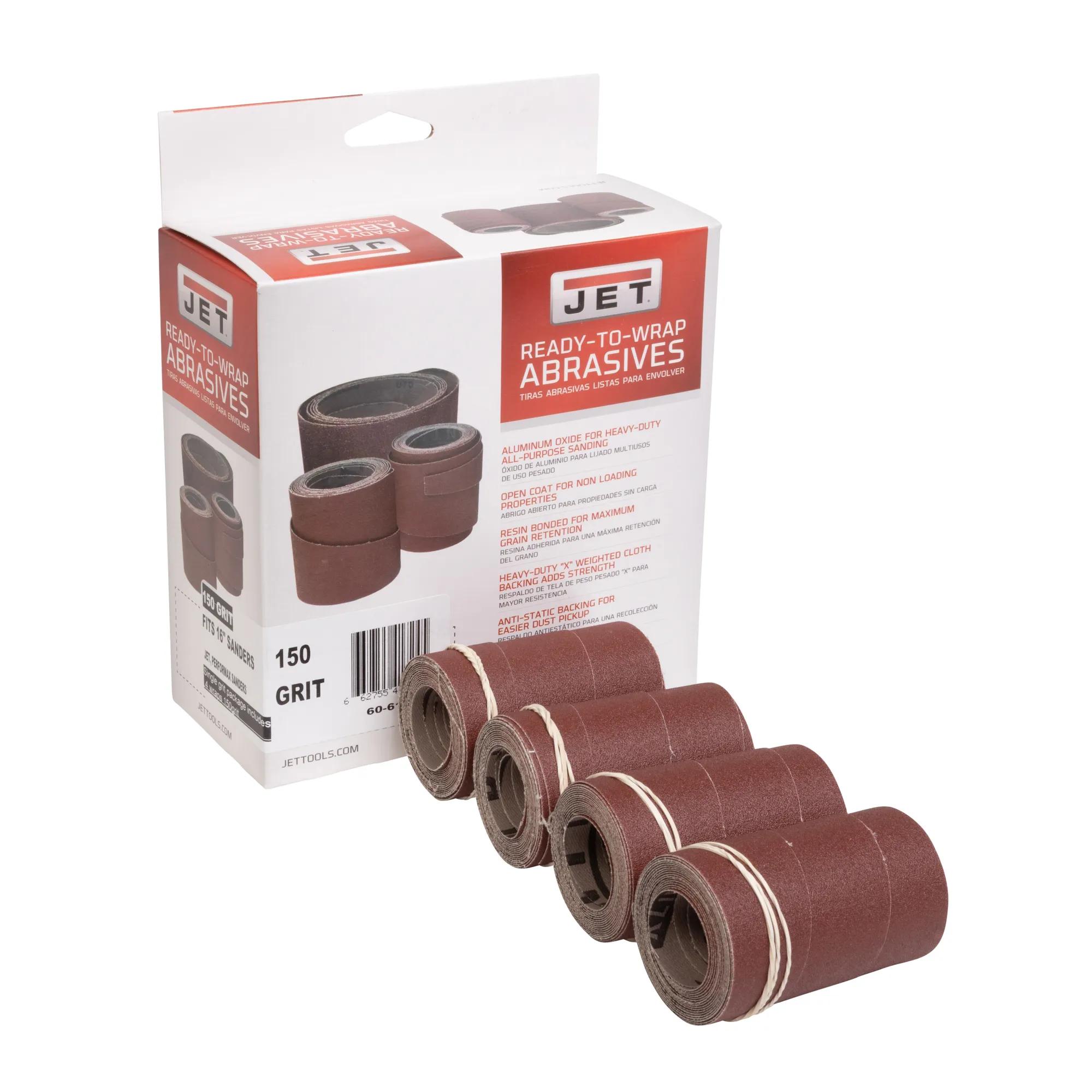 Ready-to-Wrap Abrasive Sandpaper, 16 in, 150 Grit, Pack of 4