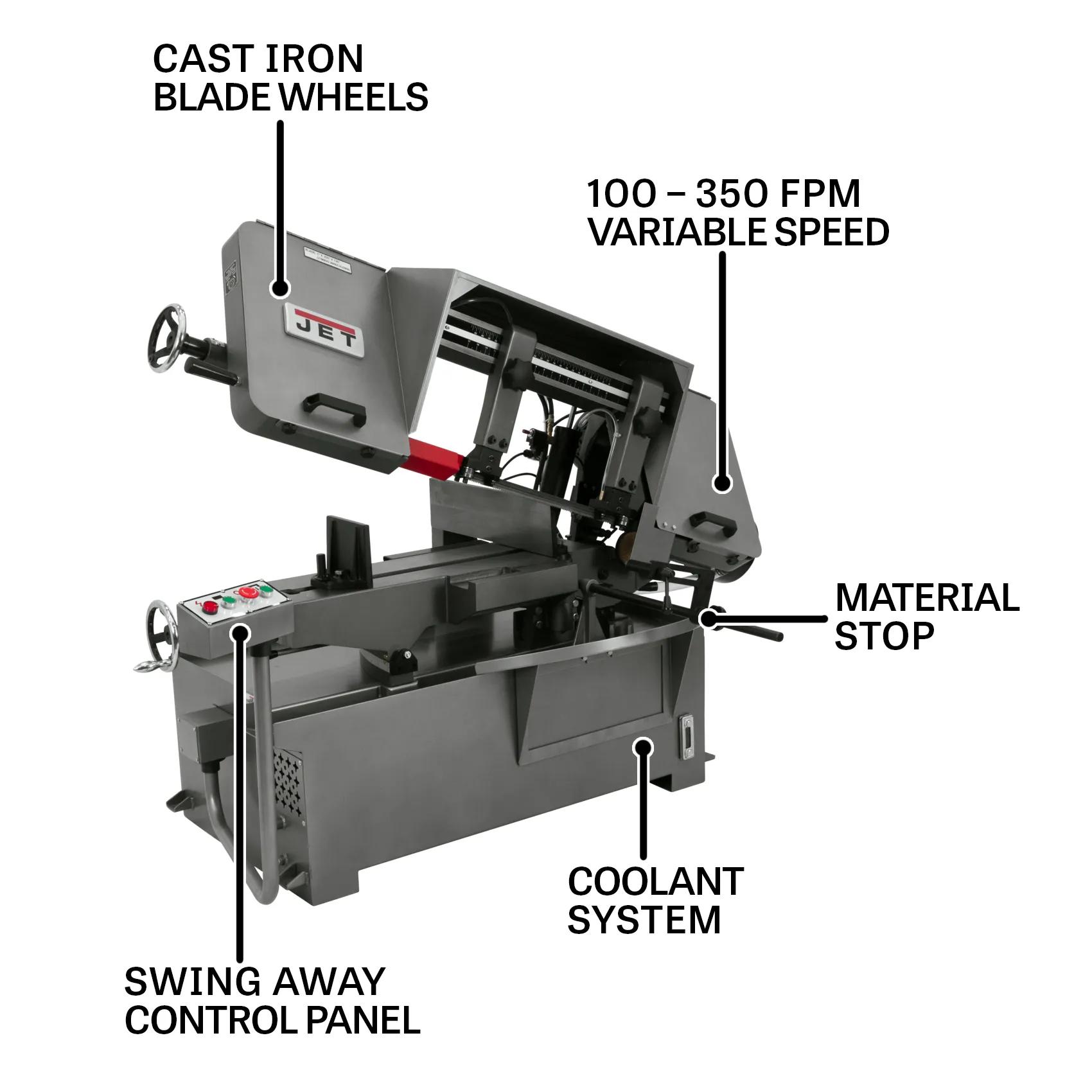 10" x 16" Horizontal Mitering Bandsaw, 2HP, 230V 3PH(J-7040M)