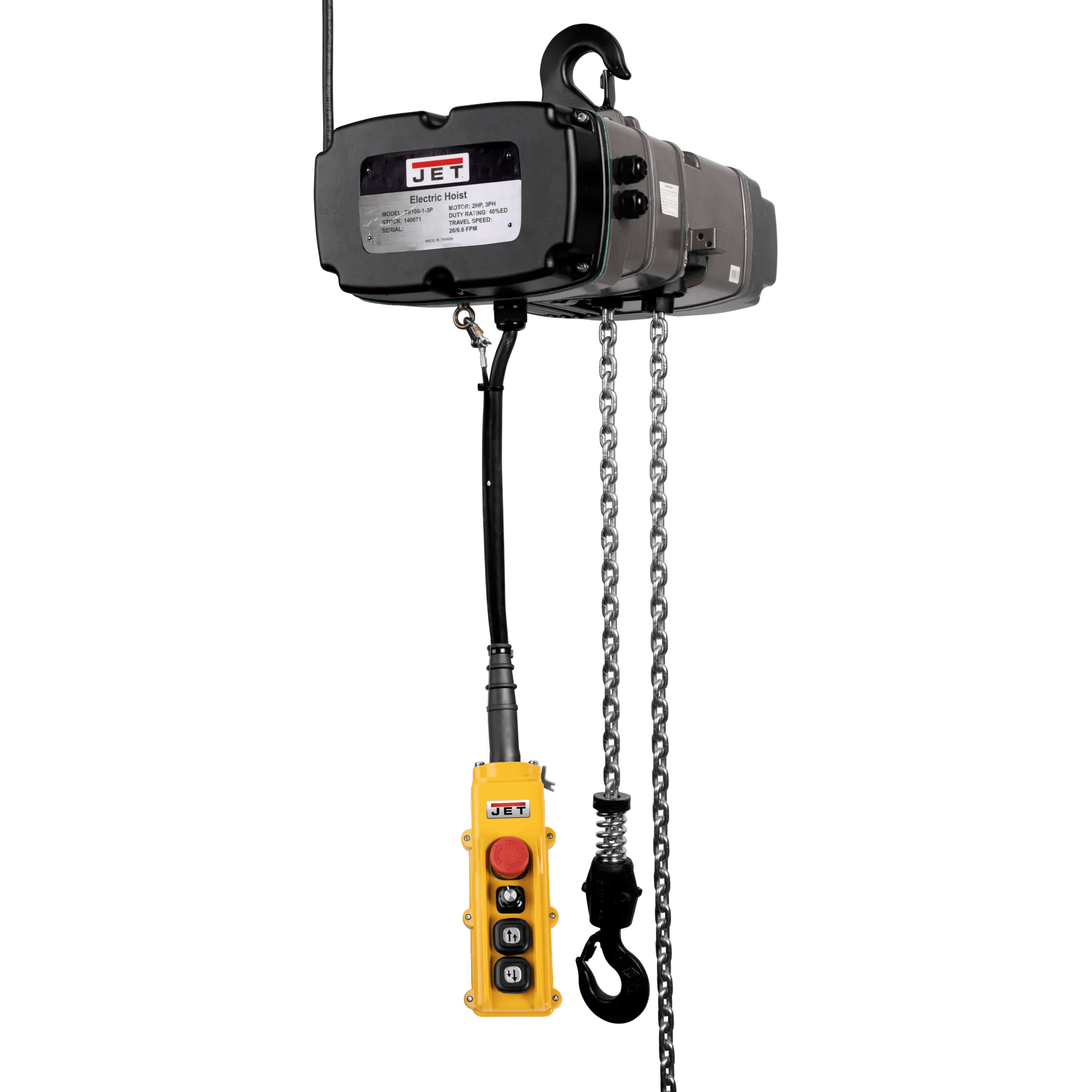 TS Series - 1/2 Ton,  2 Speed Electric Chain Hoist 10' Lift, 1.5HP, 3PH(TS050--230-010)  - More Options Available
