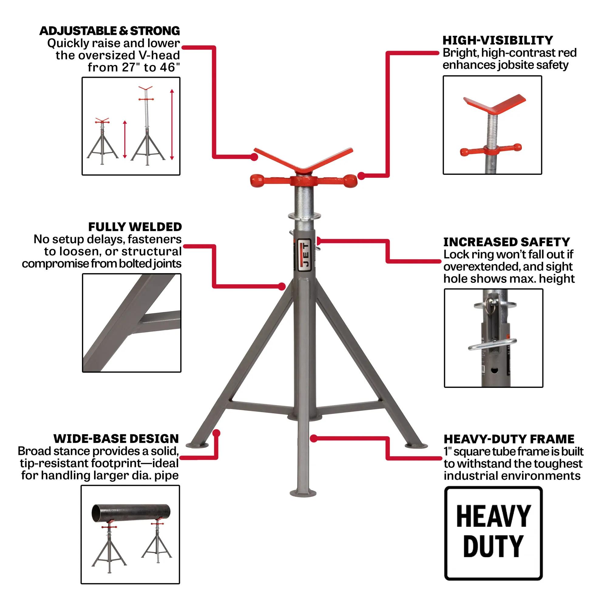 Fixed-Height Pipe Jack Stand(JPJ-FXD-V)