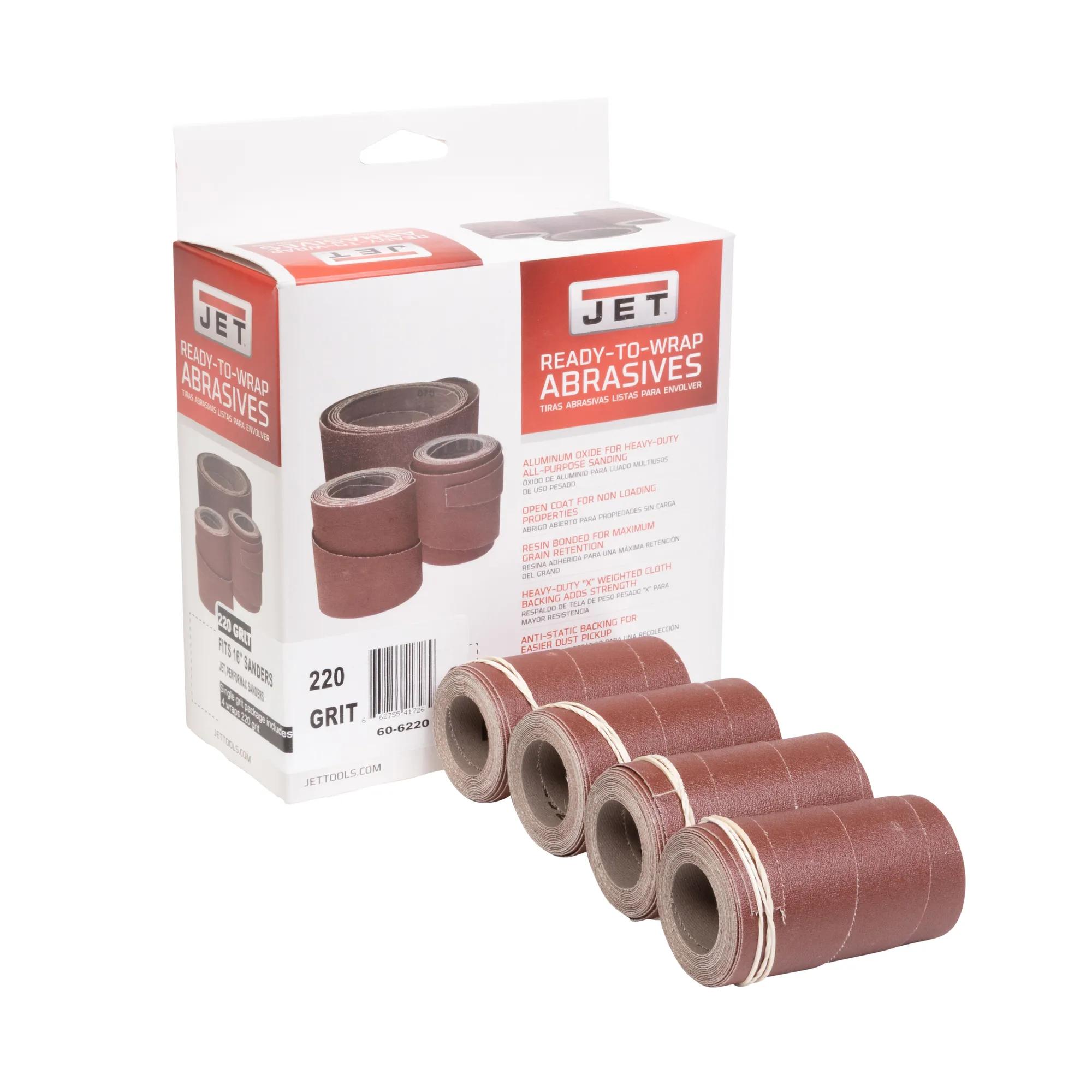 Ready-to-Wrap Abrasive Sandpaper, 16 in, 220 Grit, Pack of 4