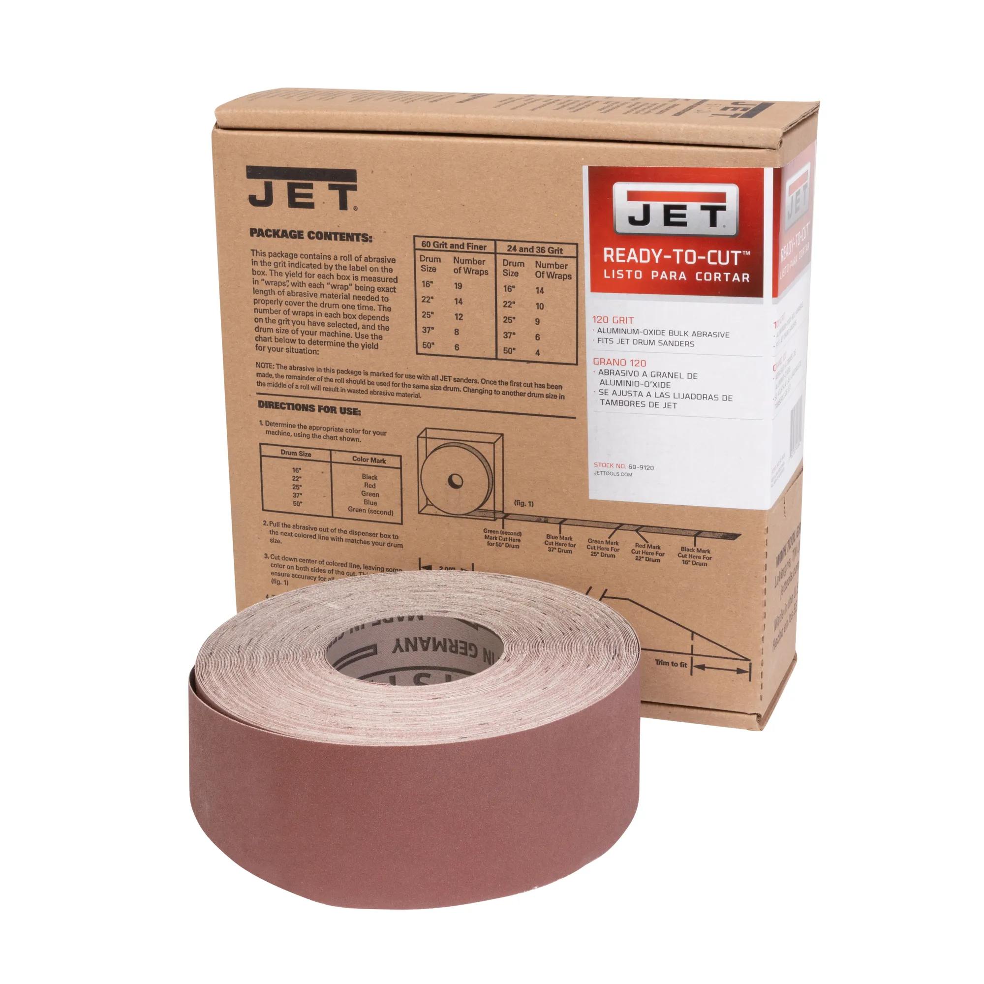 Premium Ready-to-Cut Abrasive Sandpaper, 120 Grit, 3" Wide