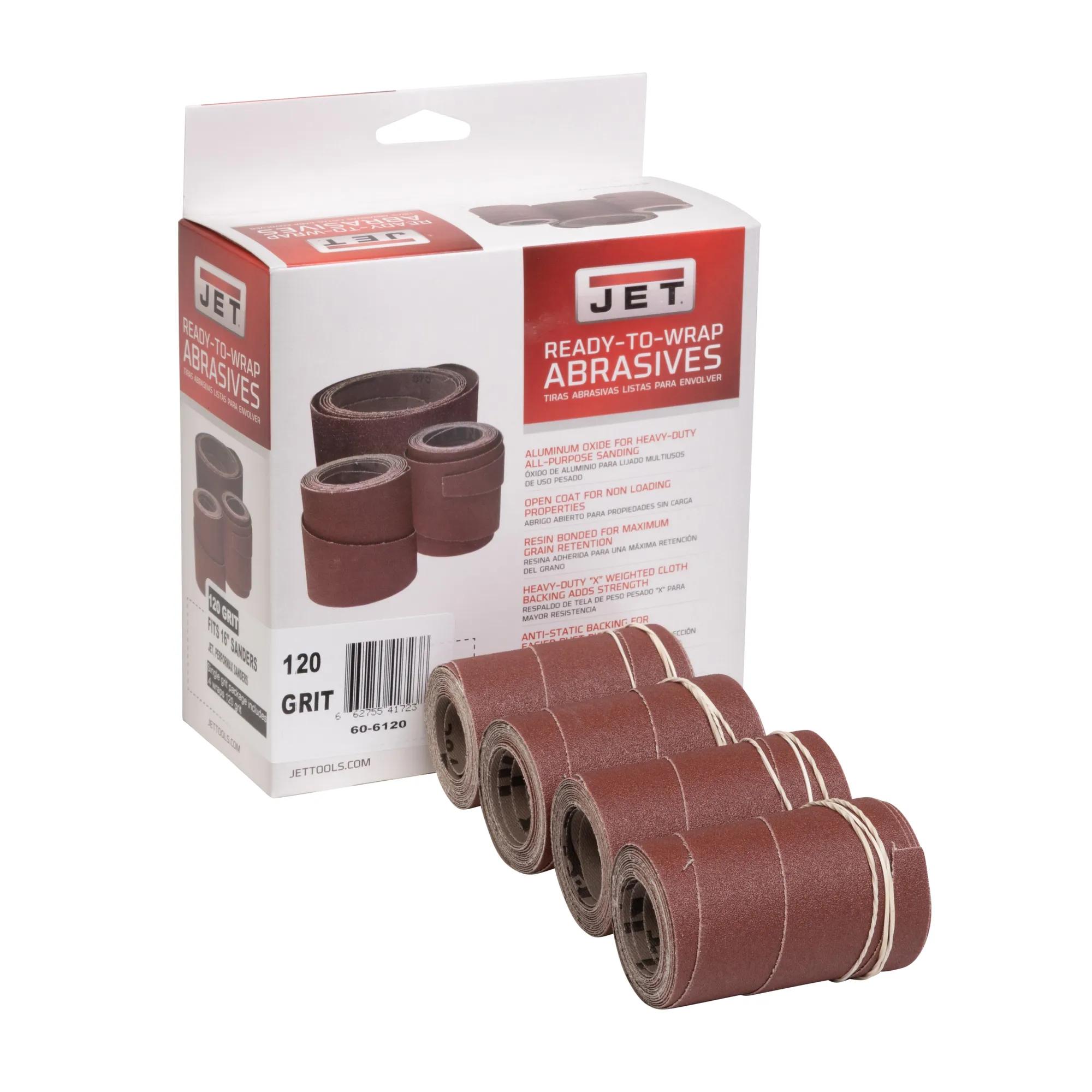 Ready-to-Wrap Abrasive Sandpaper, 16 in, 120 Grit, Pack of 4