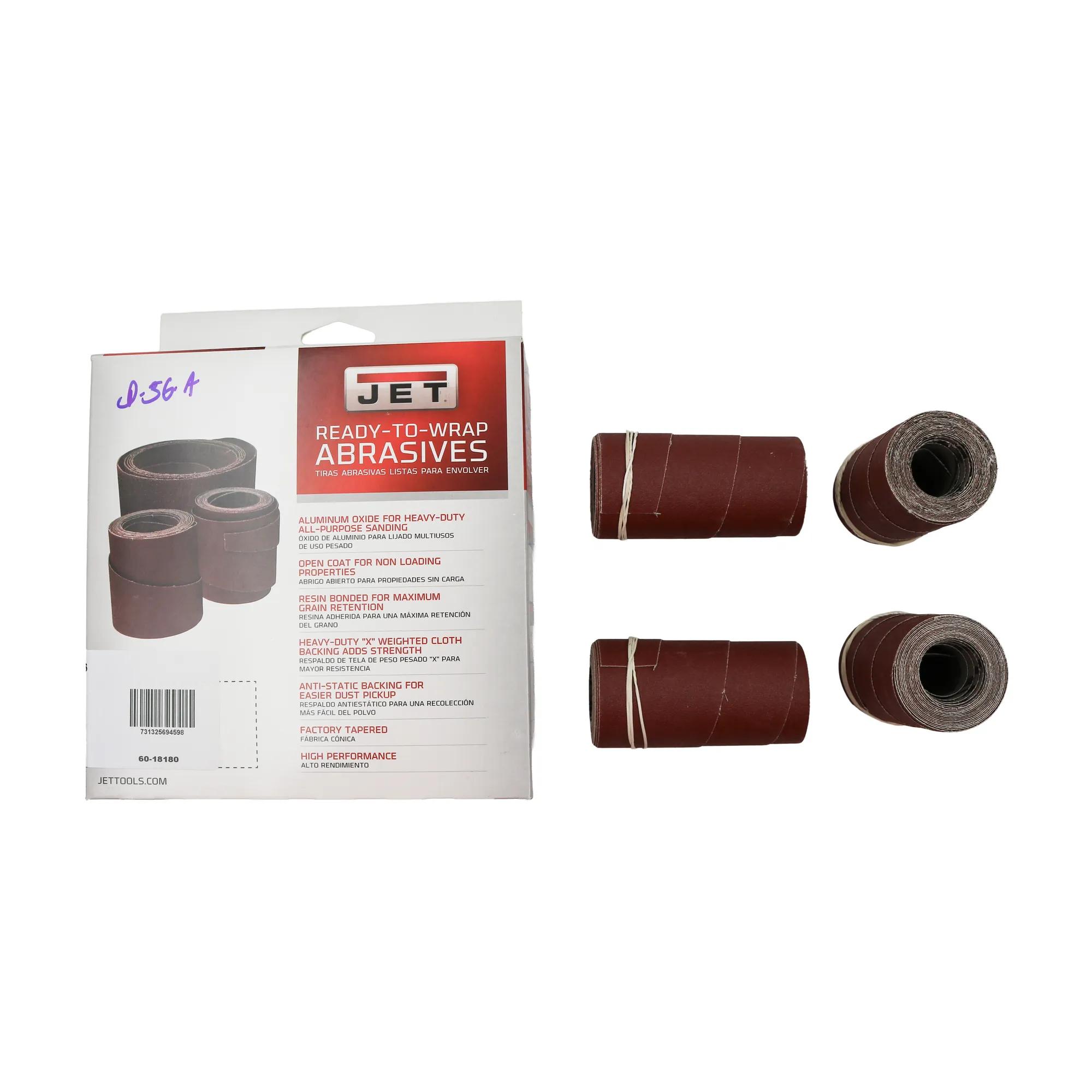 Ready-to-Wrap Abrasive Sandpaper, 18 in, 180 Grit, Pack of 4