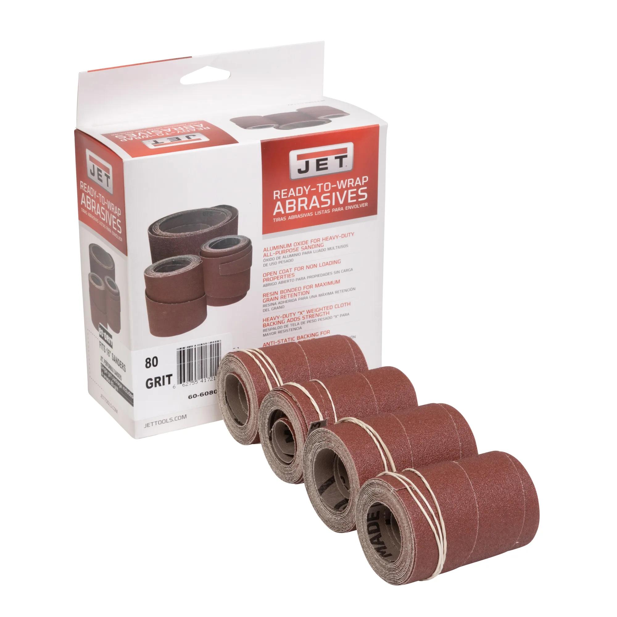 Ready-to-Wrap Abrasive Sandpaper, 16 in, 80 Grit, Pack of 4
