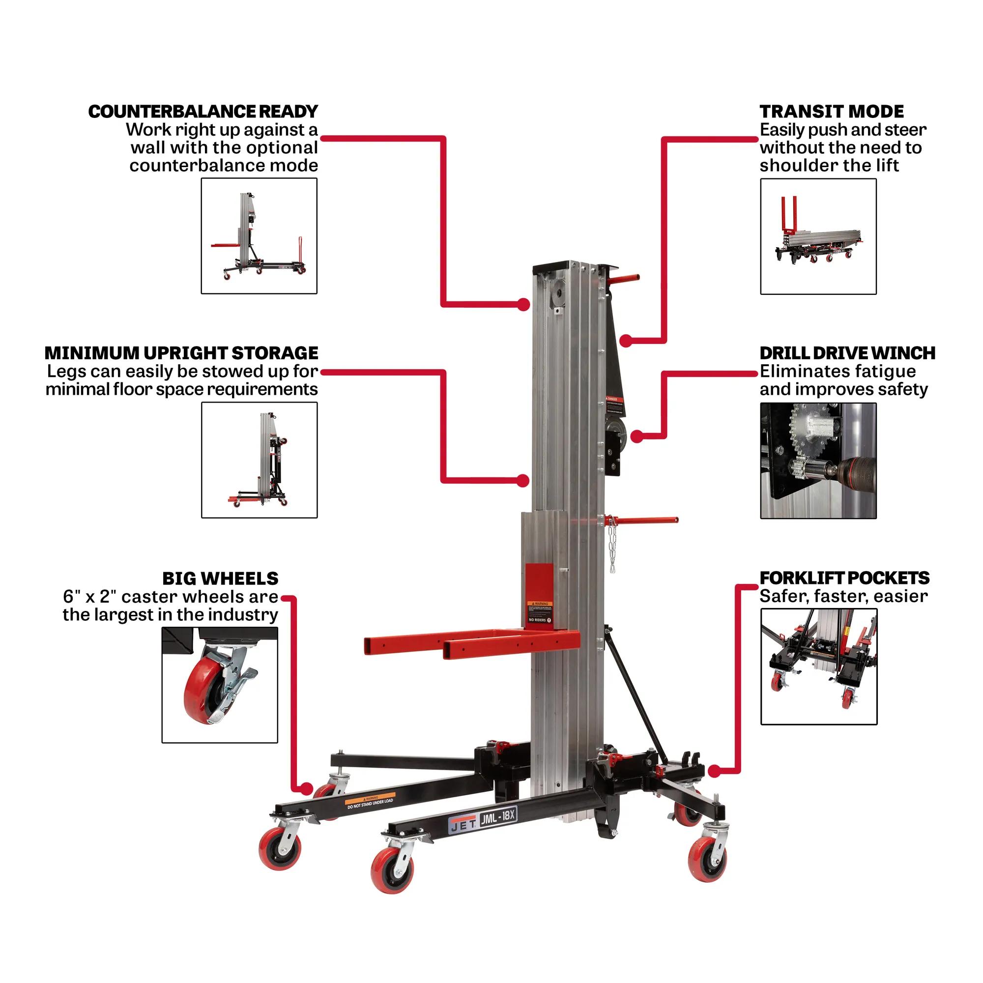 650 lb Capacity, Material Lift, 18 Ft. Lift Height(JML-18X)