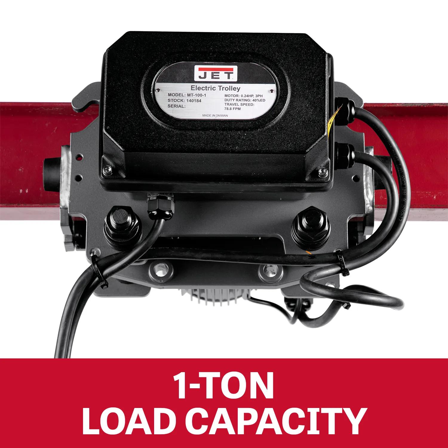 1 Ton,  2 Speed Electric Trolley, .05 / 0.25HP, 460V 3PH(MT100-4)