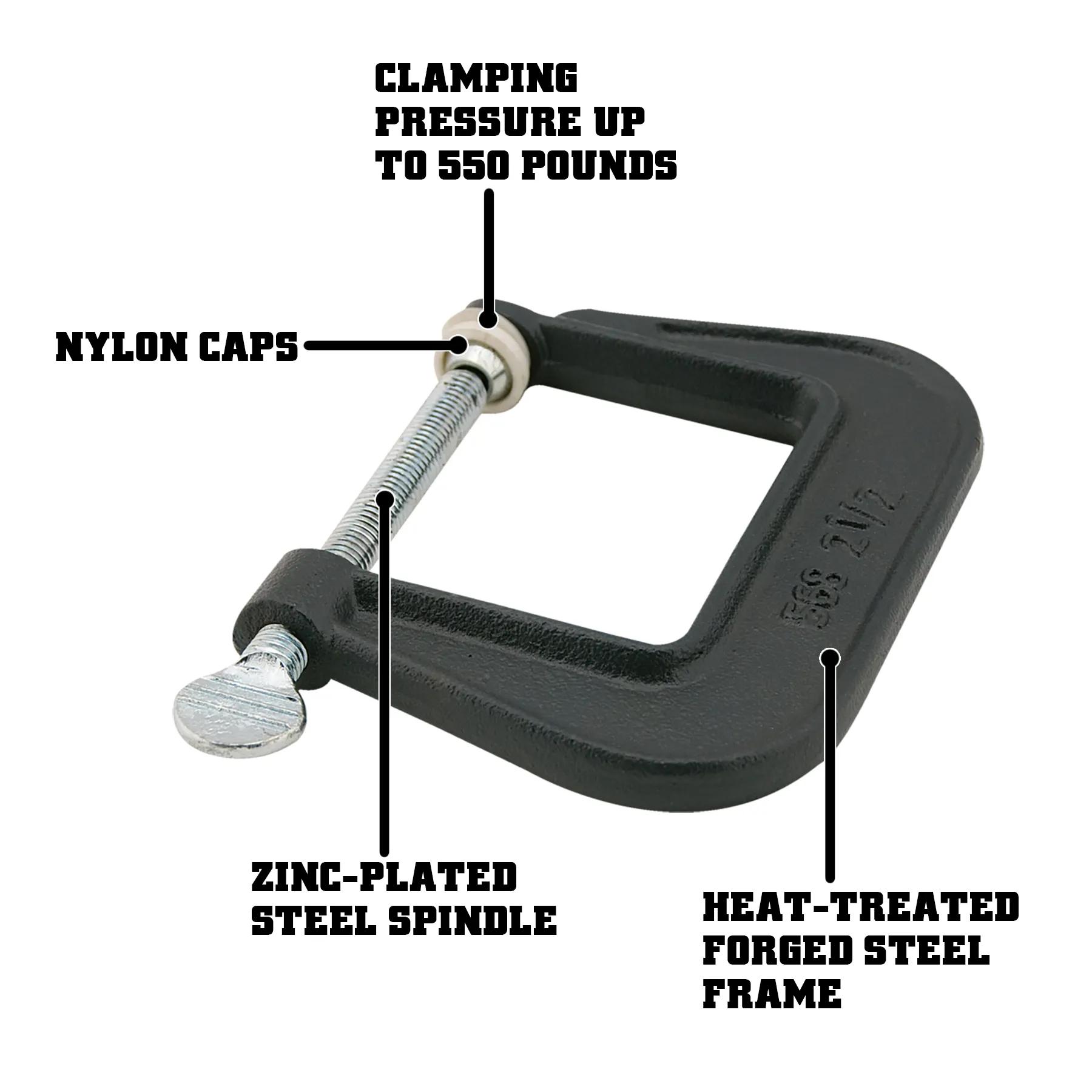 Junior C-Clamp w/ Nylon Tip 2-1/2 in. Opening Capacity