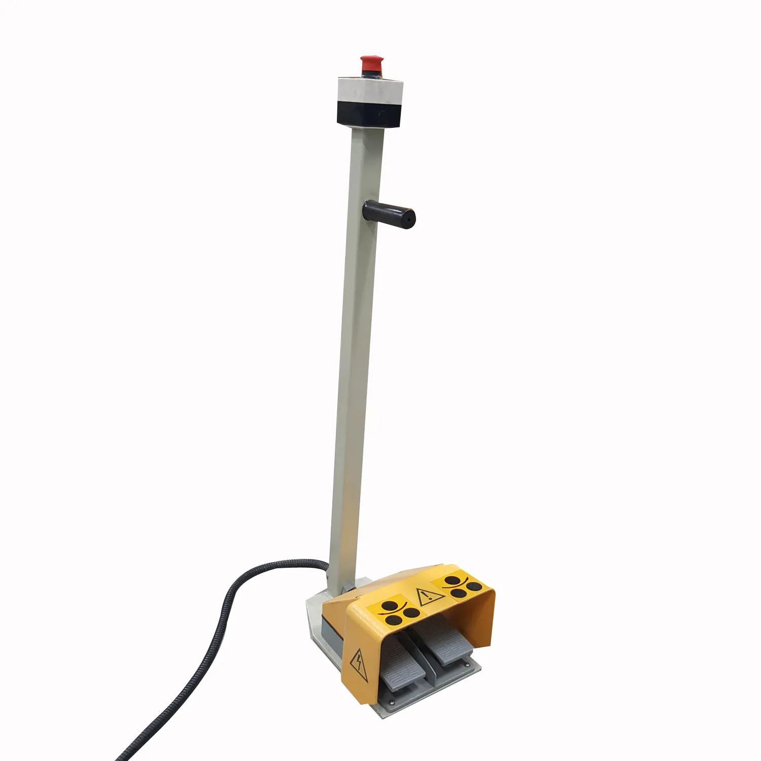 Dual foot switch controls forward and reverse motion of the rolls.  Comes with E-Stop button as well