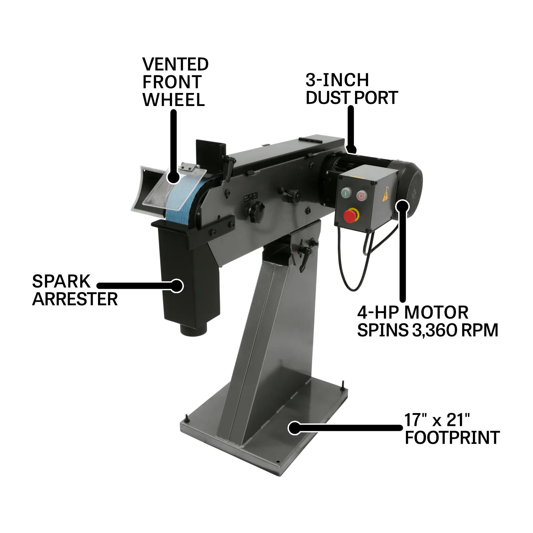 3" x 79" Belt Grinder, 4HP, 230V 3PH(BG-379-3)