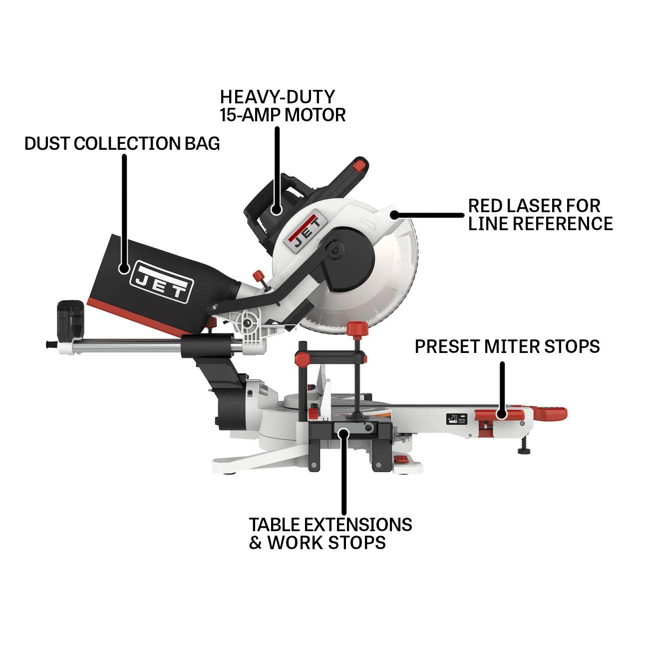 10" Sliding Dual Bevel Compound Miter Saw, 2.3HP, 115V 1PH(JMS-10X)