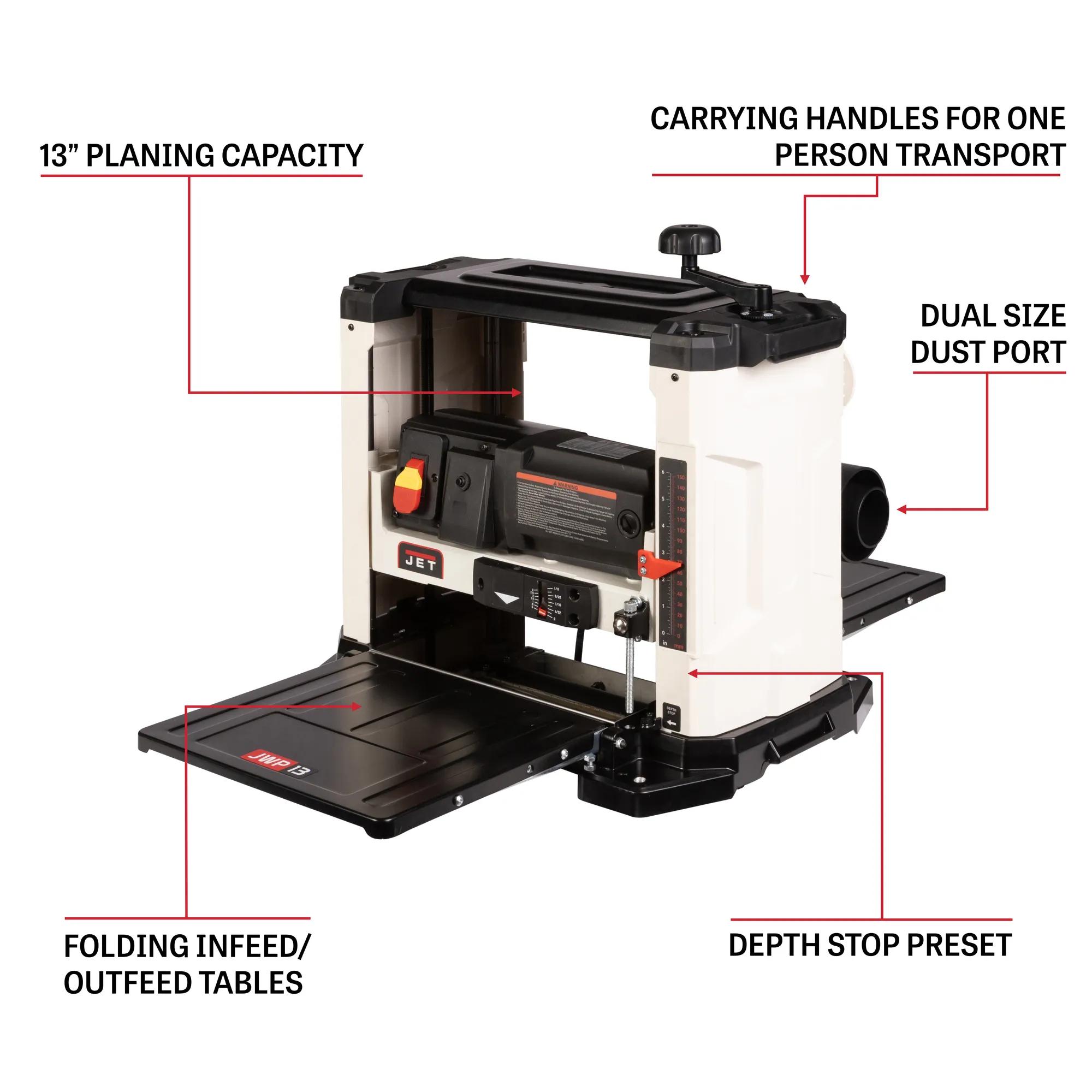 13" Benchtop Helical Head Planer, 2HP, 120V 1PH(JWP-13BTHH)