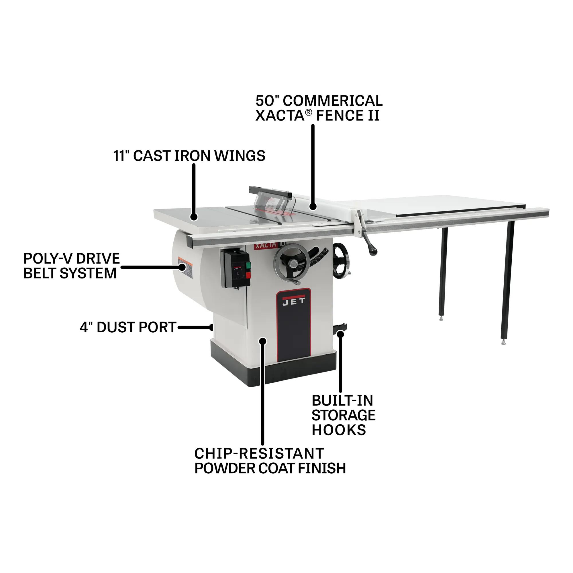 50" RIP, Deluxe XACTA Saw, 5HP, 1PH(JTAS-10DX-550)