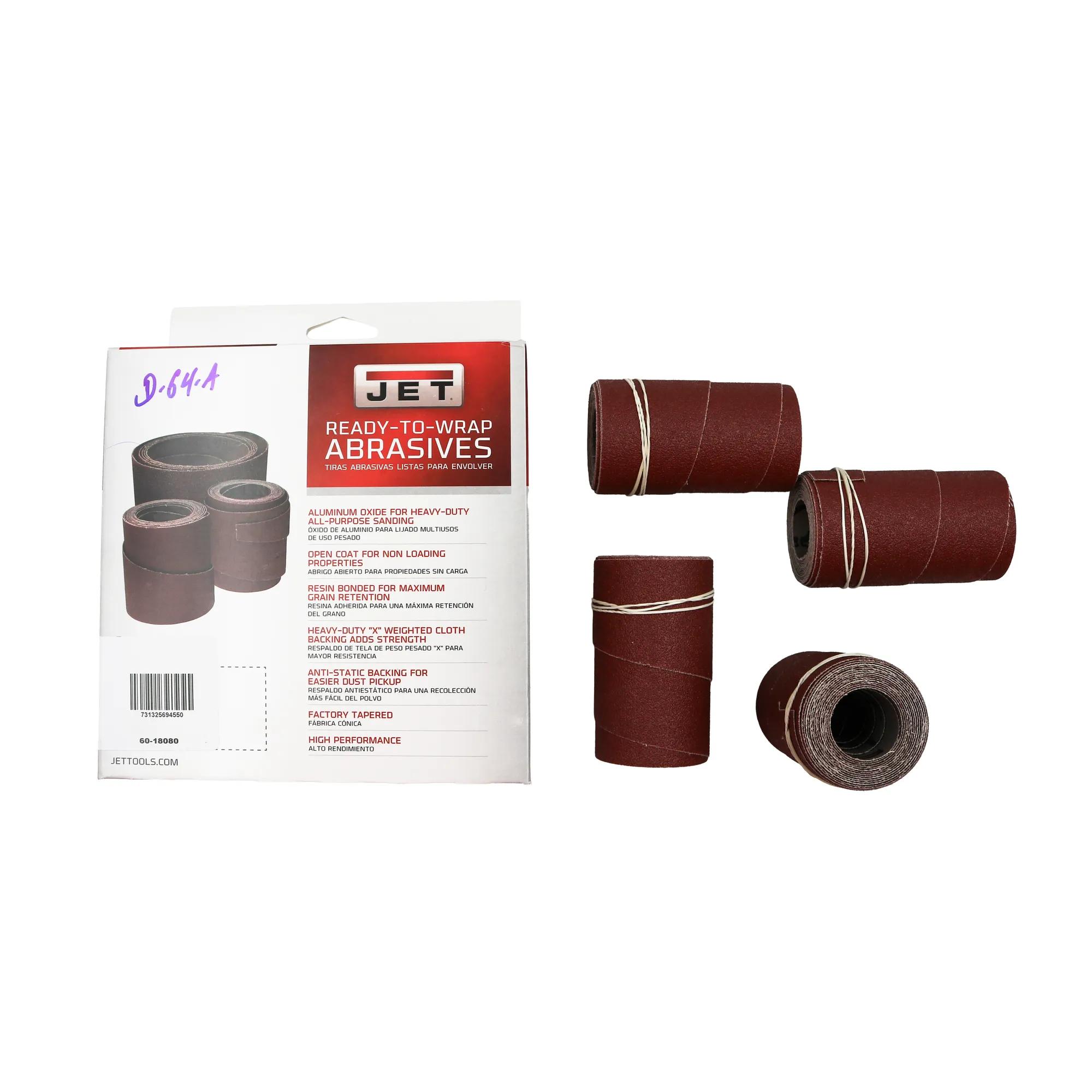 Ready-to-Wrap Abrasive Sandpaper, 18 in, 80 Grit, Pack of 4
