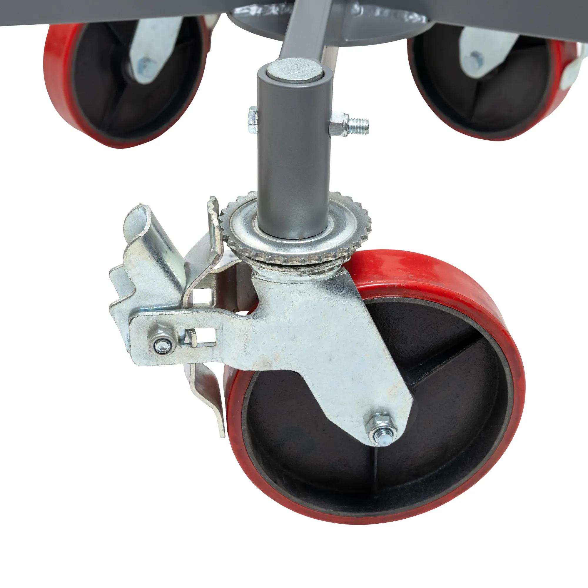 Low 5 Leg Pipe Jack Stand w/Casters & Steel Rollers (JPJ-L5L-SR)