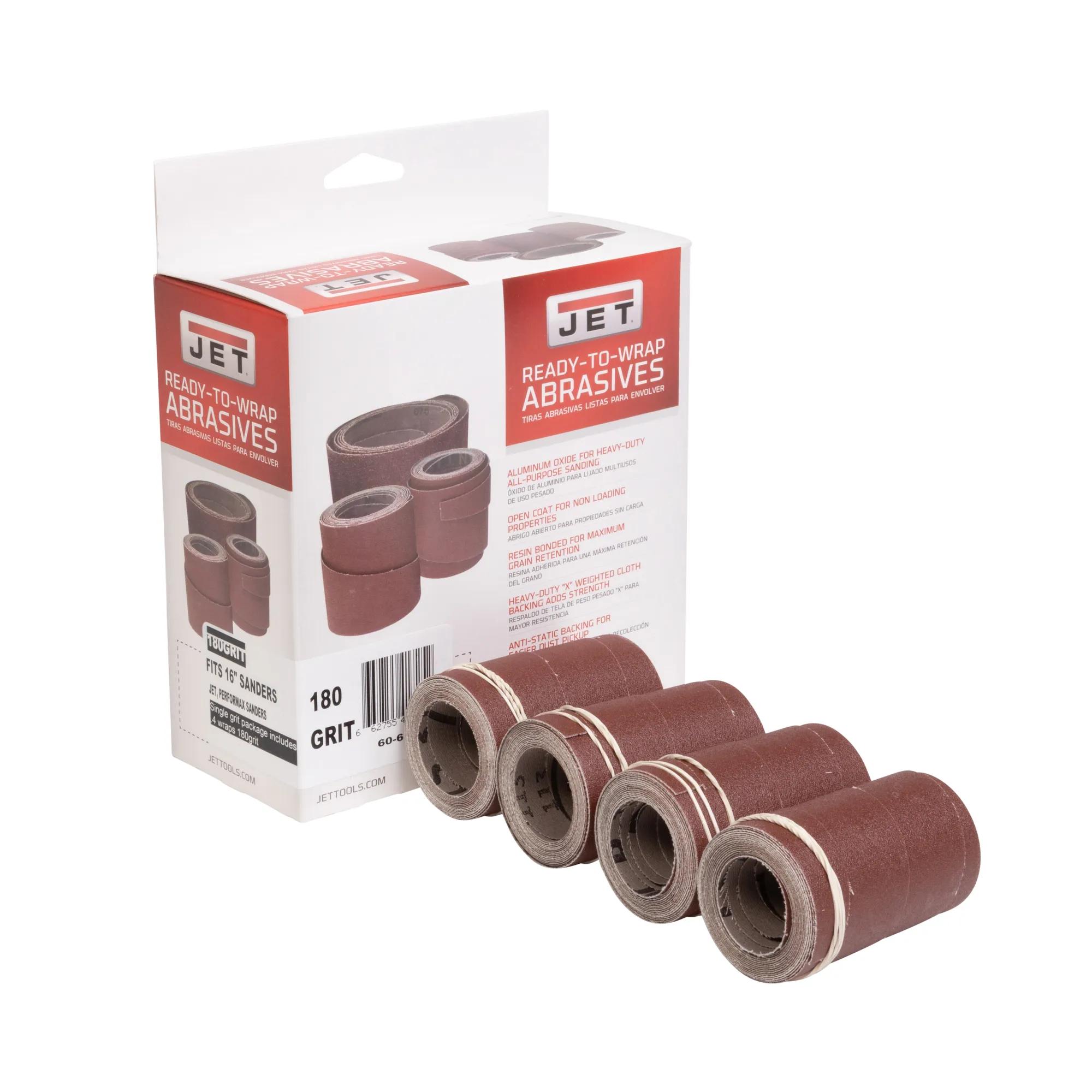 Ready-to-Wrap Abrasive Sandpaper, 16 in, 180 Grit, Pack of 4