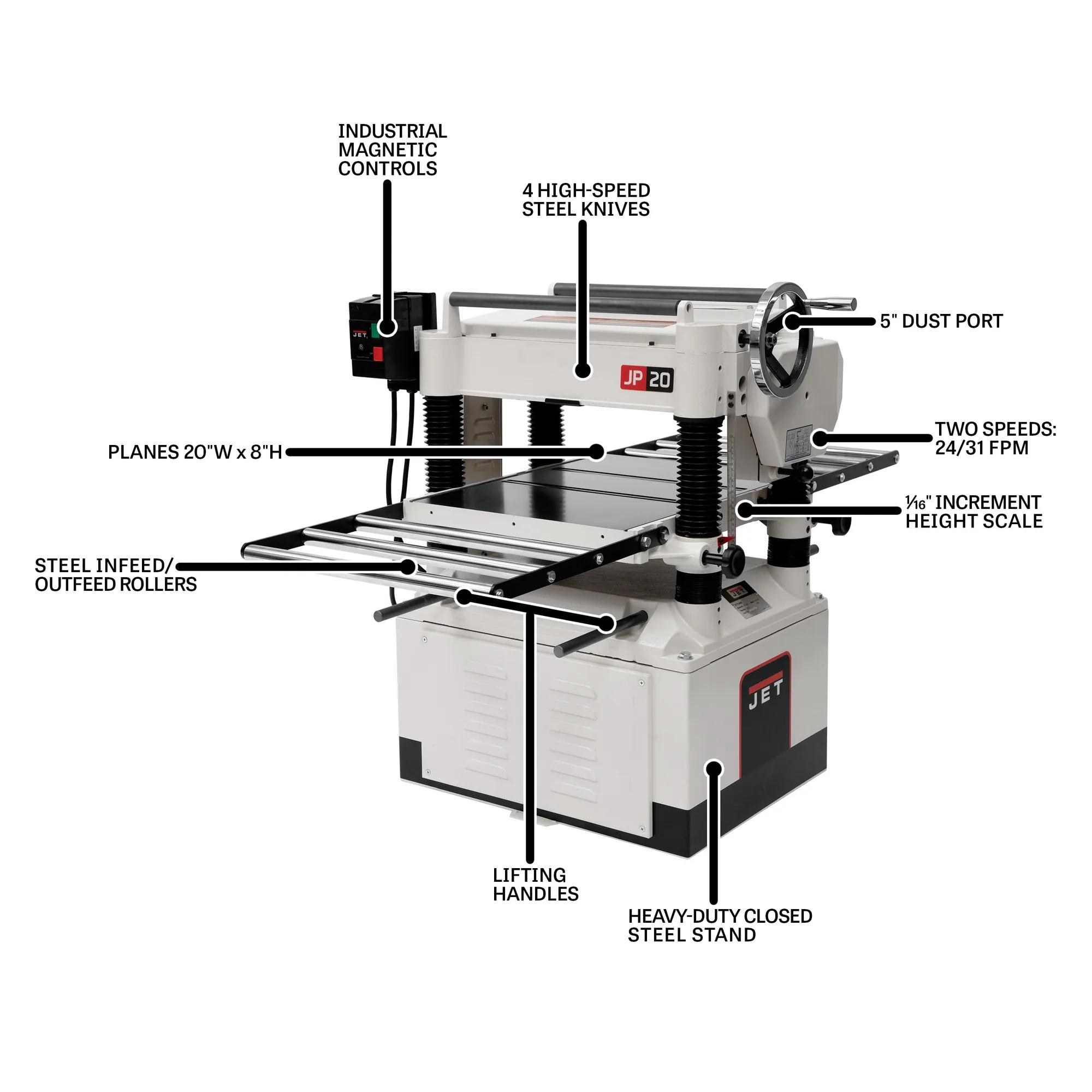 20" Planer, 3HP, 1PH(JWP-208-1)