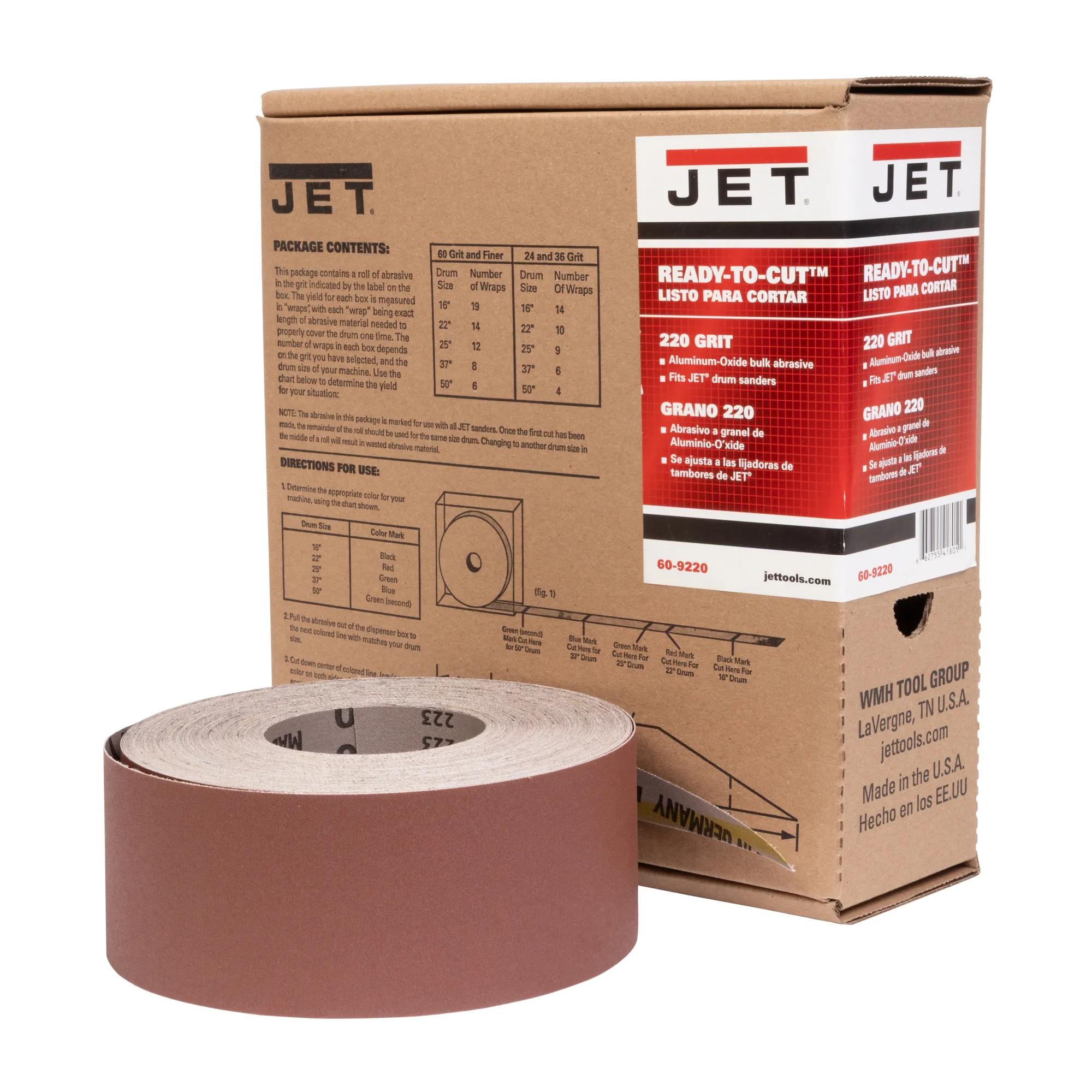 Premium Ready-to-Cut Abrasive Sandpaper, 220 Grit, 3" Wide