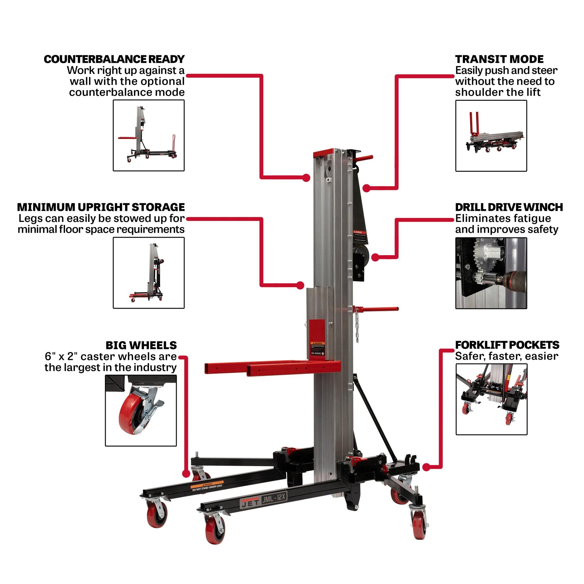 650 lb Capacity, Material Lift, 12 Ft. Lift Height(JML-12X)