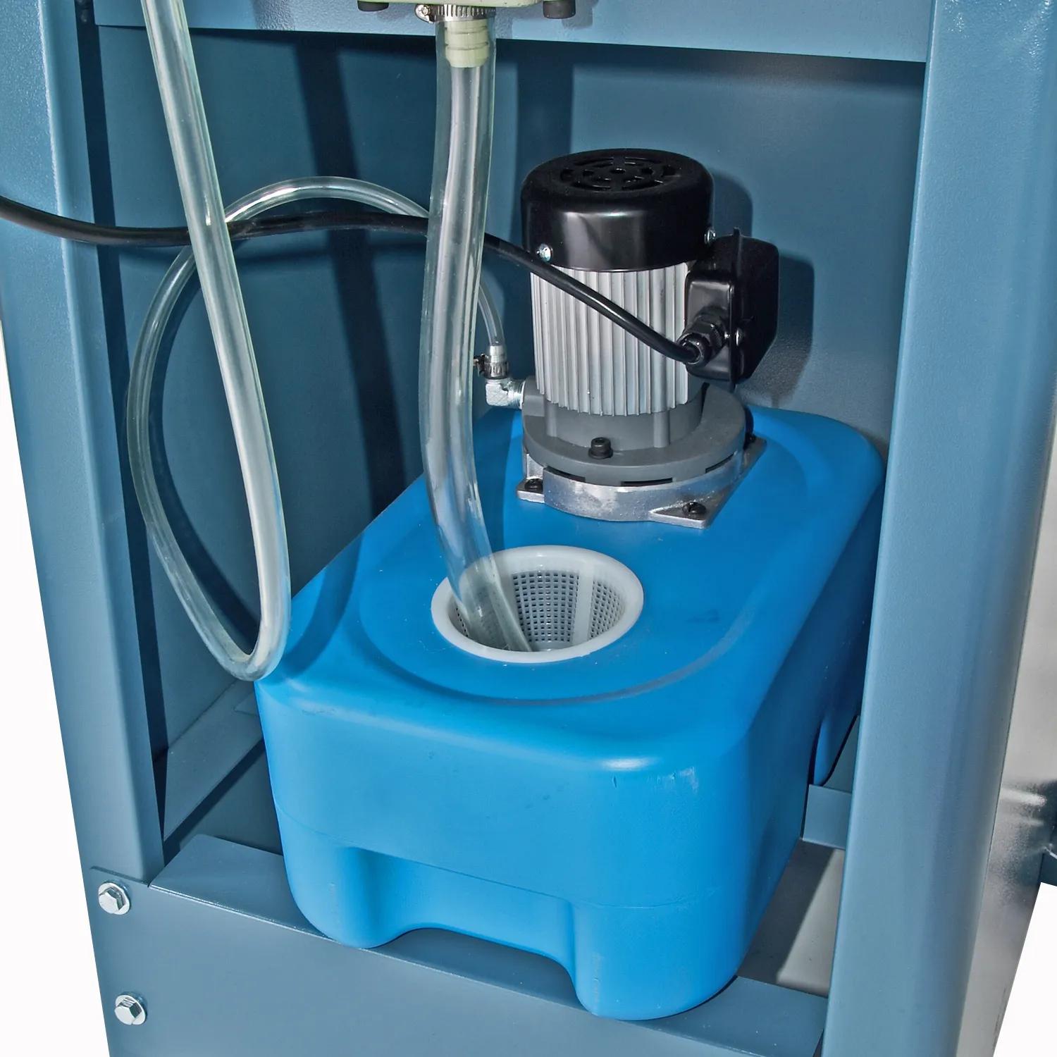 Powerful integrated coolant pump lubricates the blade and washes chips away and flood coolant system increases cut quality