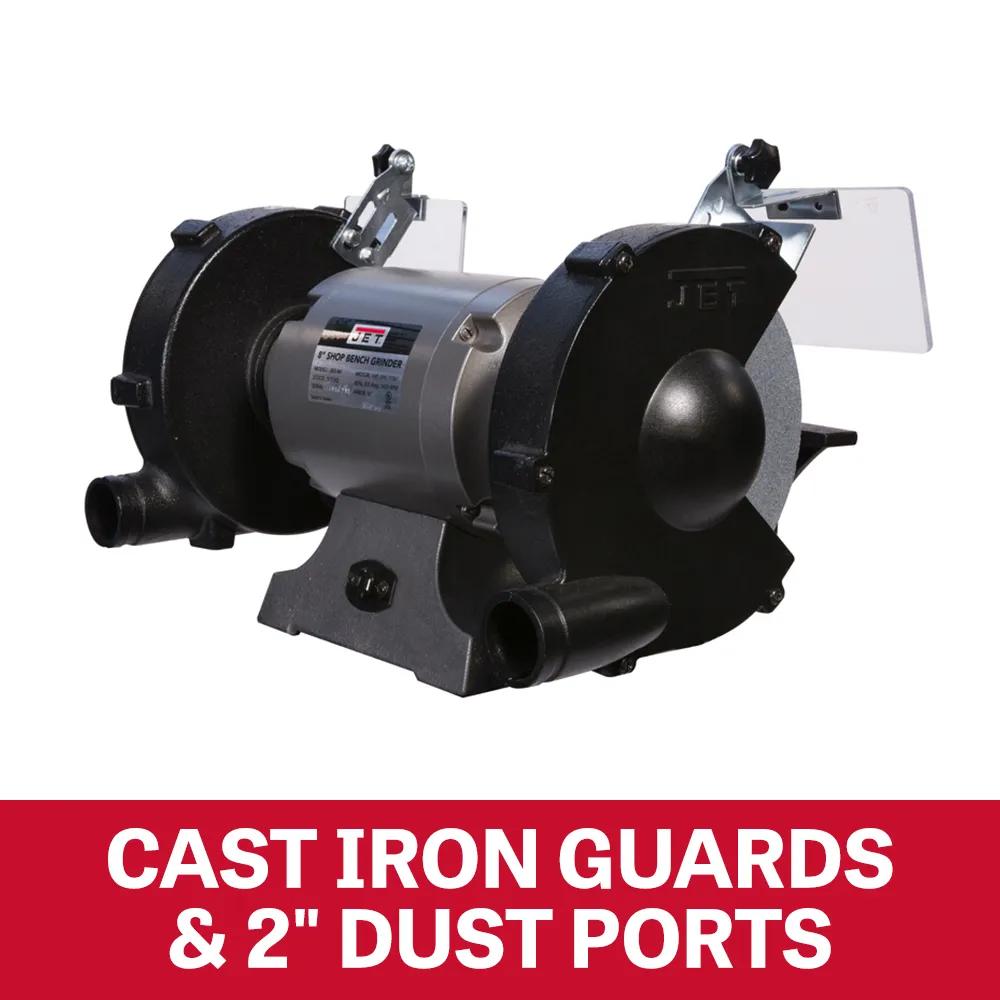Shop Grinder w/ Grinding Wheel & Wire Wheel, 1HP, 115V 1PH(JBG-8W)