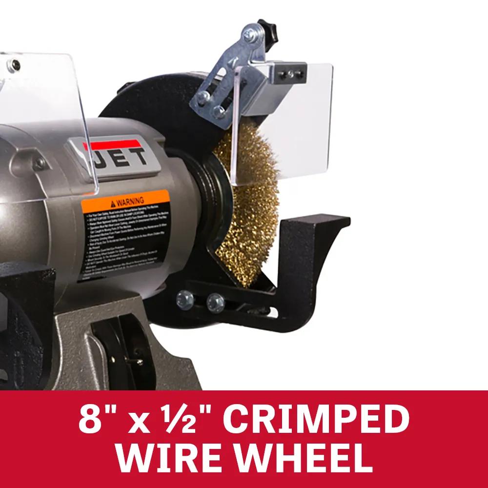 Shop Grinder w/ Grinding Wheel & Wire Wheel, 1HP, 115V 1PH(JBG-8W)