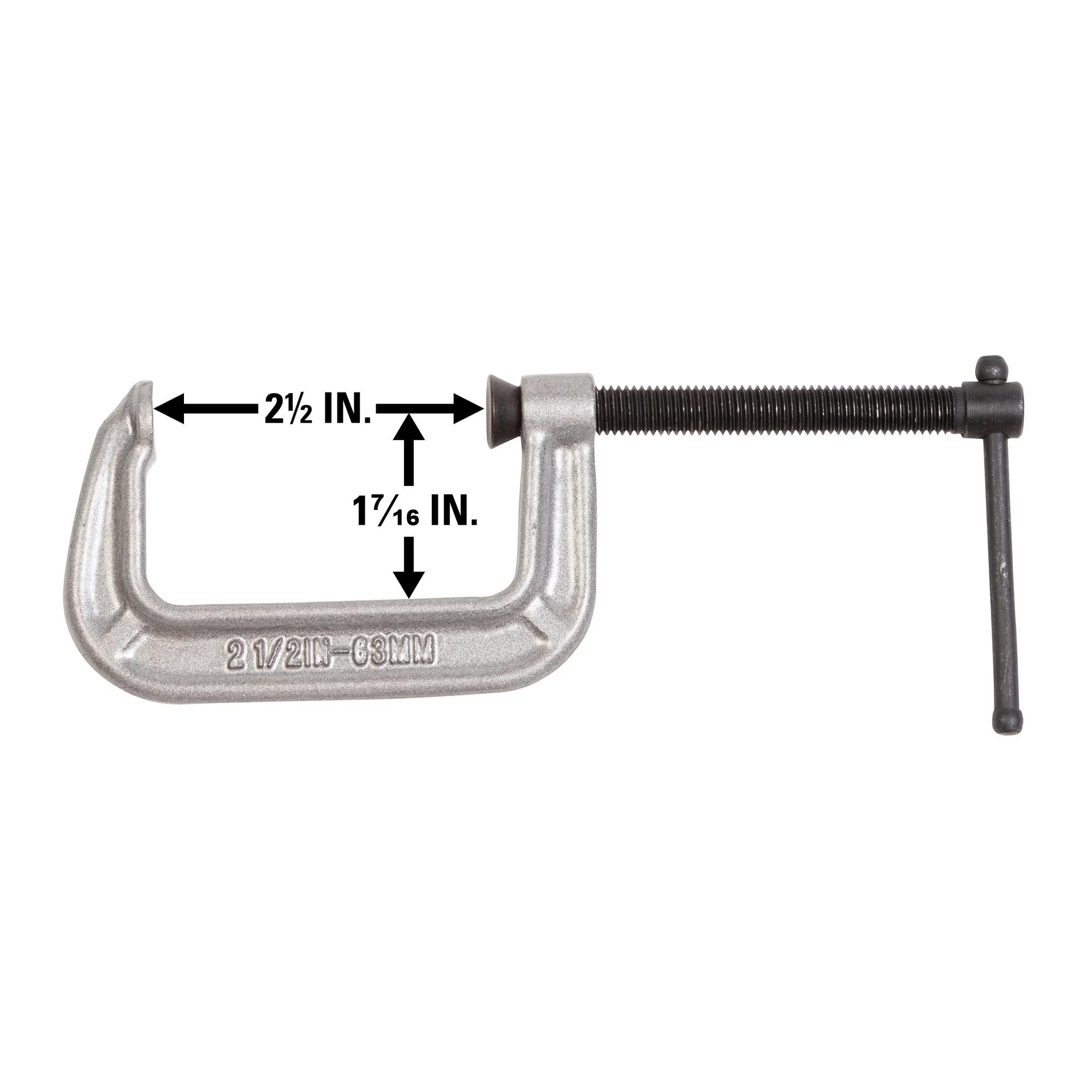 140 Series C-Clamp, 0 in.  - 2-1/2 in.  Jaw Opening, 1-7/16 in.  Throat Depth
